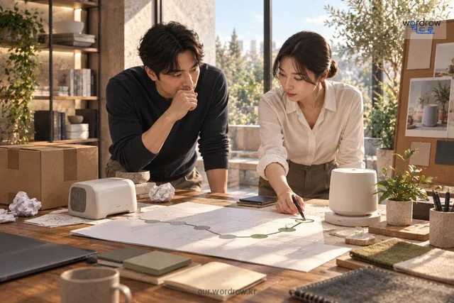 바뀐 이동 경로와 수정된 제품으로 사업 전략의 급격한 전환을 나타낸 모습.