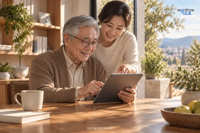 디지털 기기 활용을 배우고 익히며 나이 드는 모습.