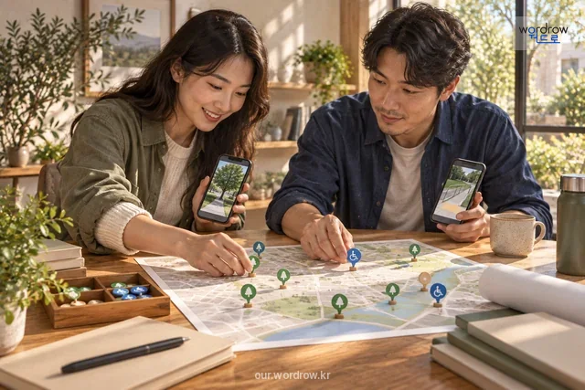 시민들이 직접 확인한 시설 정보를 지역 지도에 추가하는 모습.