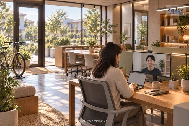영상 연결 장비를 갖춘 지역 사무실.